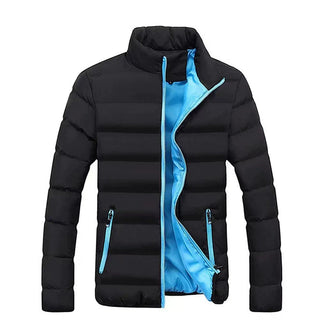 Thermojacke Herren Stepp Hoher Kragen in Schwarz-Blau