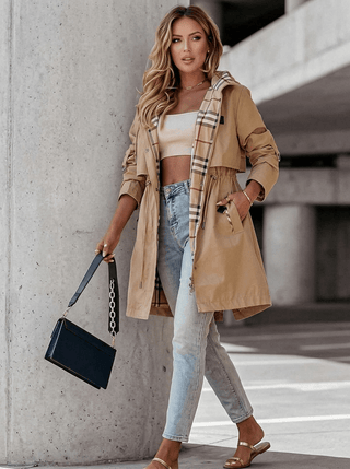 Trenchcoat Damen Khaki mit Kapuze - Cecile LavelleKhaki