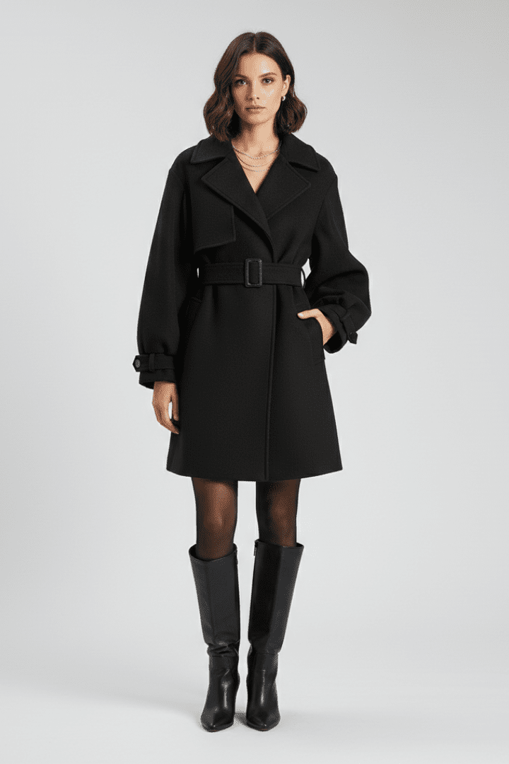Women's Trench Coat with Waist Belt