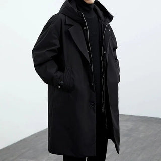 Trenchcoat Herren Lang Mit Kapuze - Cecile LavelleSchwarz