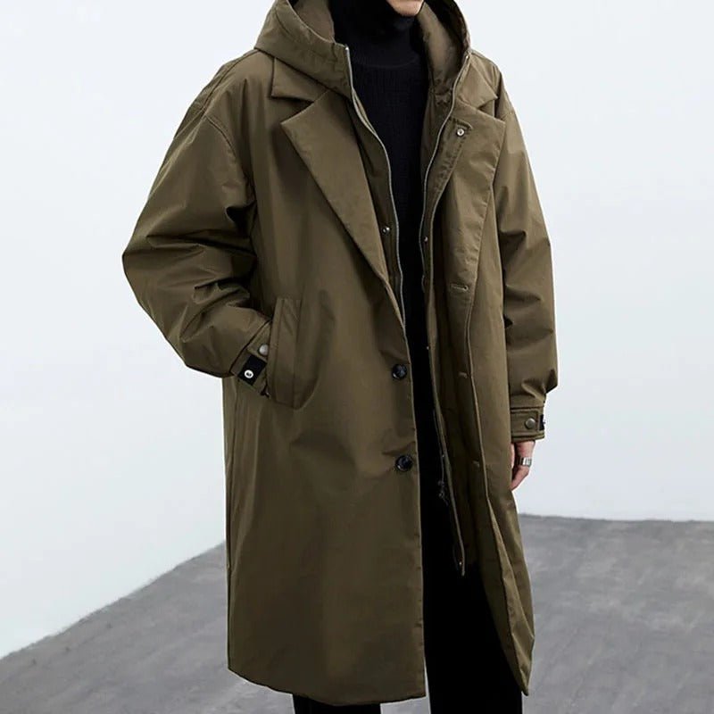 Long Men’s Trench Coat with Hood