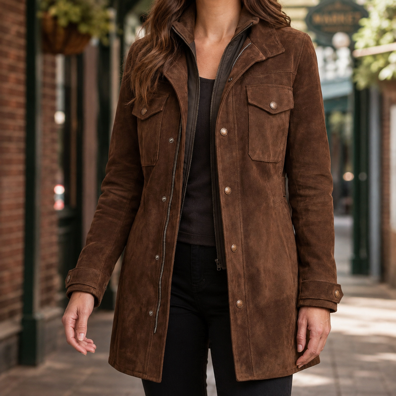 Women's Long Faux Suede Jacket