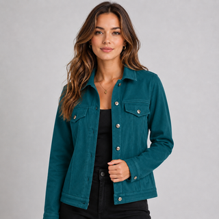 Übergangsjacke Damen mit Knopfleiste in Meeresblau