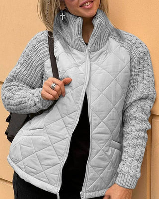Übergangsjacke Damen mit Strickärmeln in Grau