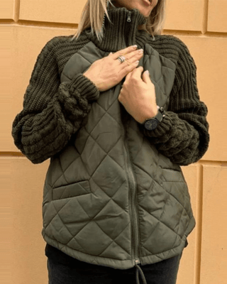 Übergangsjacke Damen mit Strickärmeln in Olivgrün