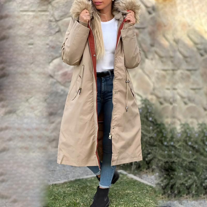 Women's Long Winter Parka with Fur Hood
