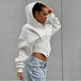 Vixen – Sculpted Zip - Up Hoodie im Athleisure - Look - Cecile LavelleWeiss