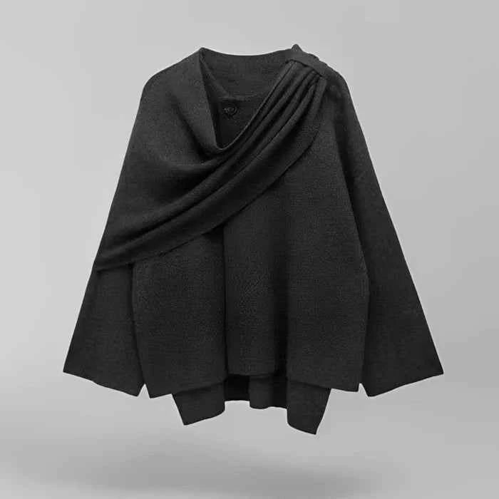 Soft Draped Poncho with Oversized Fit