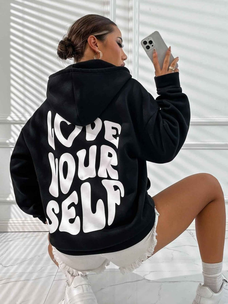 White hoodie for women with print