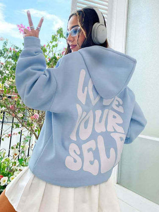 Weißer Hoodie Damen Print - Cecile LavelleHellblau