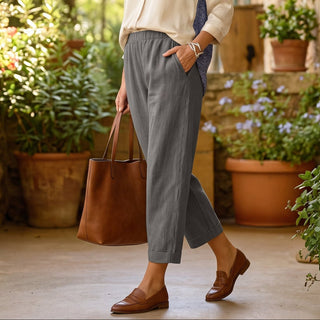 Weitbeinige Damen Sommerhose mit Elastischem Bund - Cecile LavelleBlau