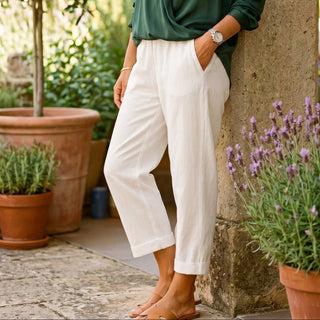 Weitbeinige Damen Sommerhose mit Elastischem Bund - Cecile LavelleBlau