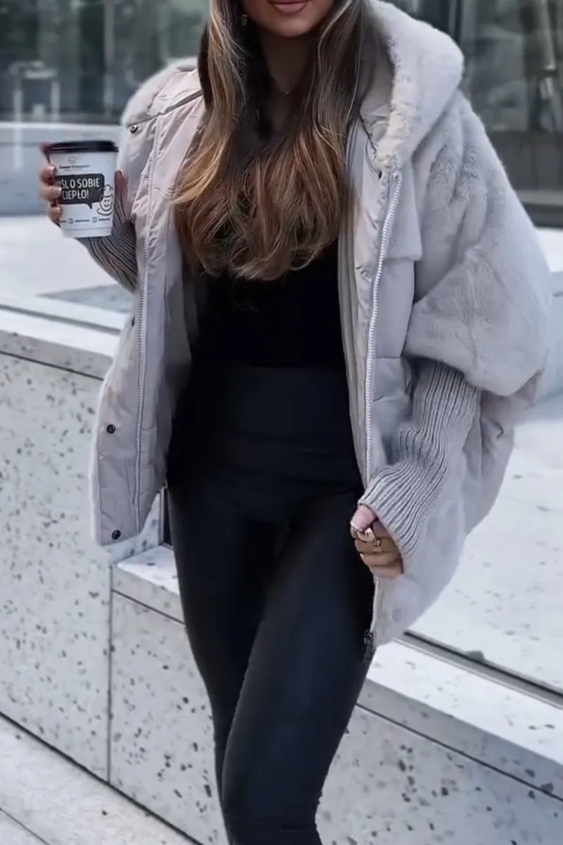 Women’s oversized winter jacket with teddy lining