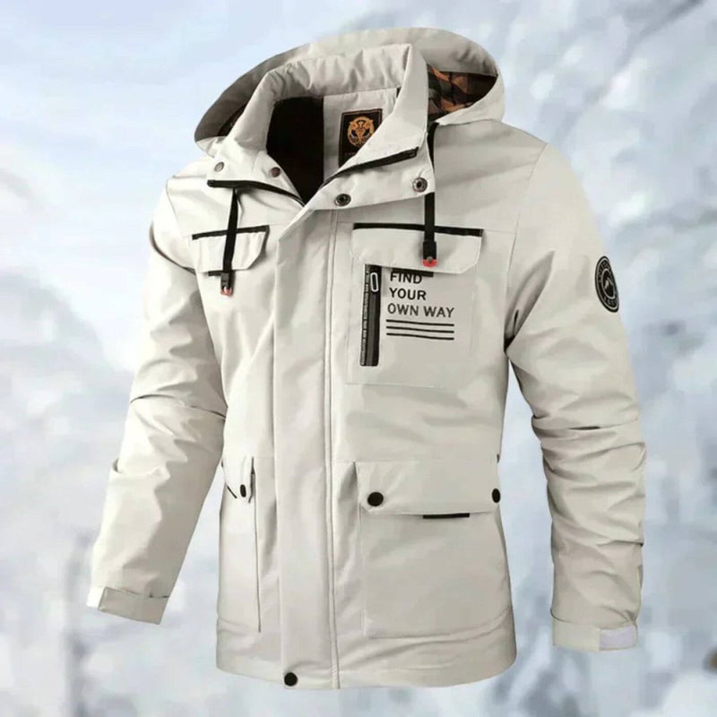Men’s winter jacket with a hood and pockets