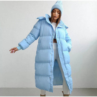 Wintermantel Damen Puffer Lang mit Kapuze - Cecile LavelleBlau