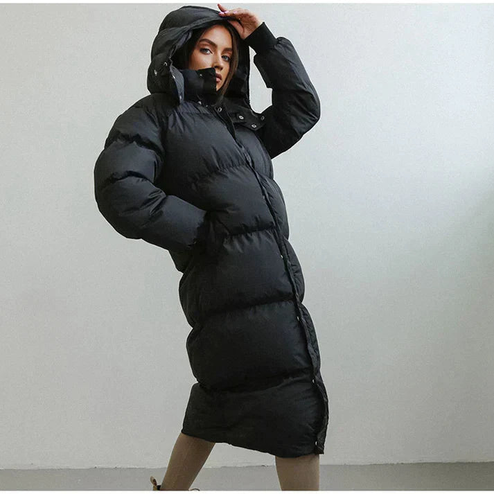 Long Women's Winter Puffer Coat with Hood