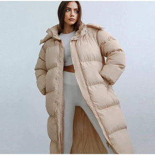 Wintermantel Damen Puffer Lang mit Kapuze - Cecile LavelleBeige