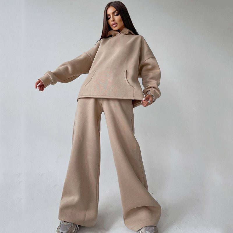 Women's Two-Piece Oversized Hoodie and Flared Trousers Set