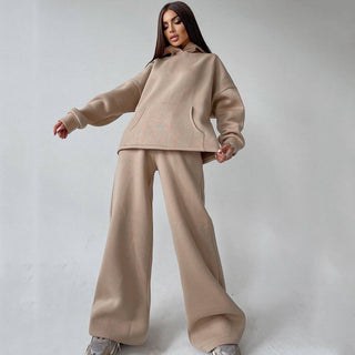 Zweiteiler Damen Oversize Hoodie und Schlaghose