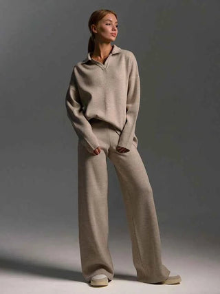 Zweiteiliges Set mit Pullover und weiter Hose - Cecile LavelleKhaki