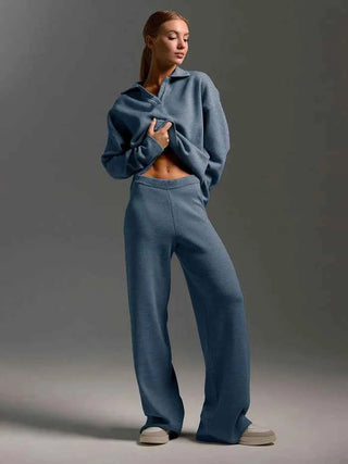 Zweiteiliges Set mit Pullover und weiter Hose - Cecile LavelleBlau